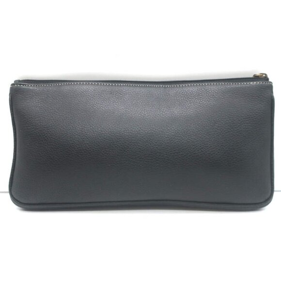 Vintage Christian Dior Small D Clutch Black Grained Leather - Picture 7 of 13